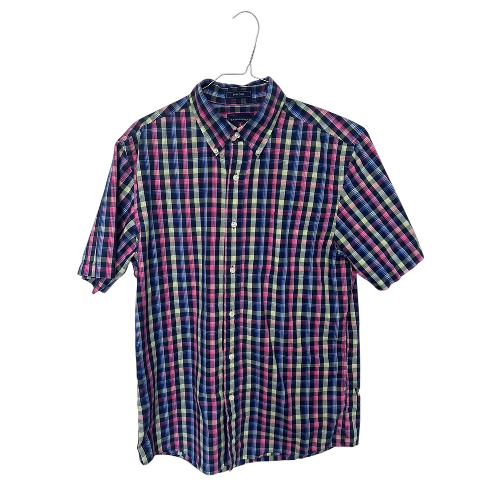 Saddlebred‎ Easy Care Plaid Short Sleeve Button Down Shirt